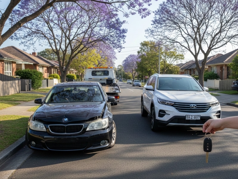 Eligible Sydney driver receiving an accident replacement vehicle after a car crash